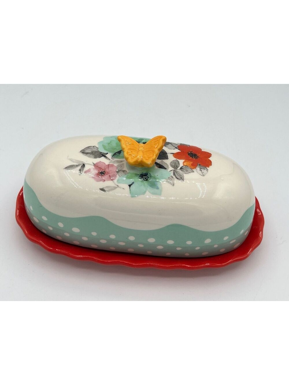 Pioneer Woman Ceramic Floral Butter Dish